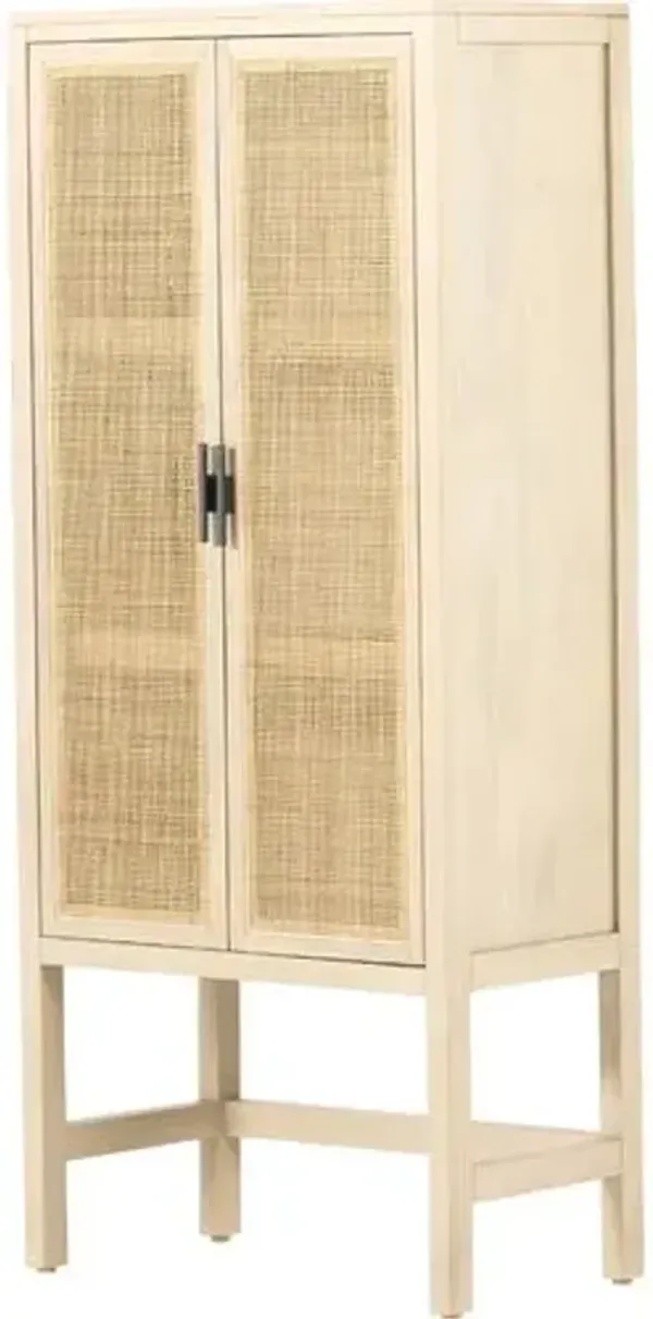 Aimee Cane Narrow Tall Cabinet - Beige