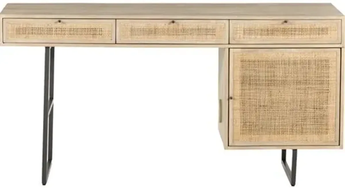 Selena Cane Desk - Beige