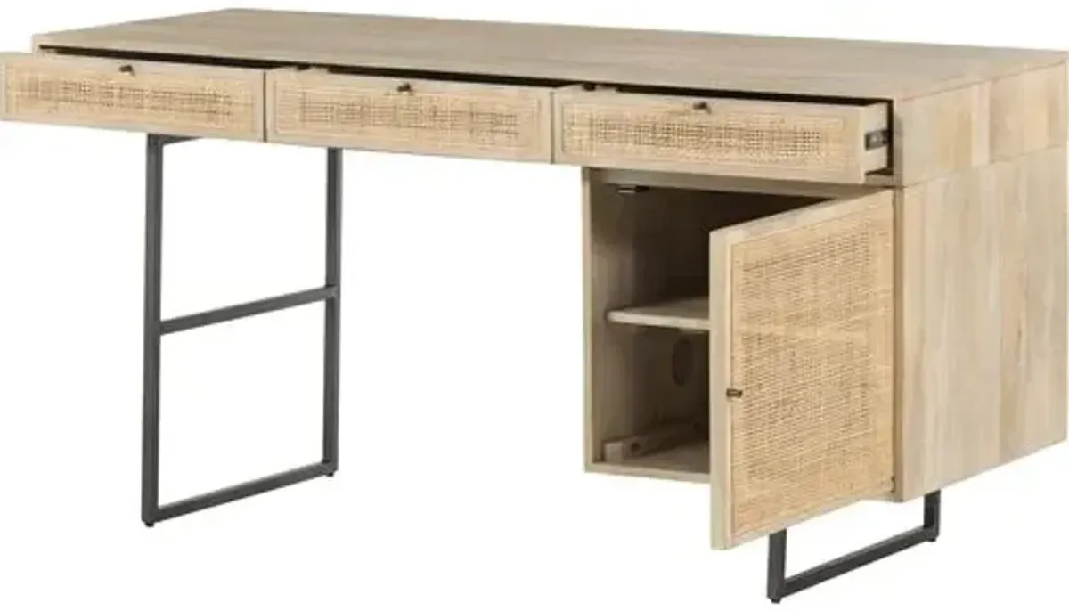 Selena Cane Desk - Beige