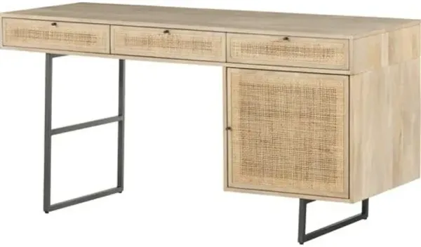 Selena Cane Desk - Beige