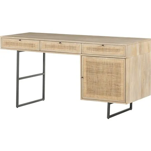 Selena Cane Desk - Beige