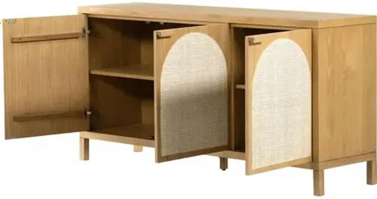 Willa Cane Sideboard - Honey Oak - Beige