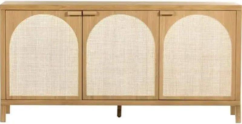 Willa Cane Sideboard - Honey Oak - Beige