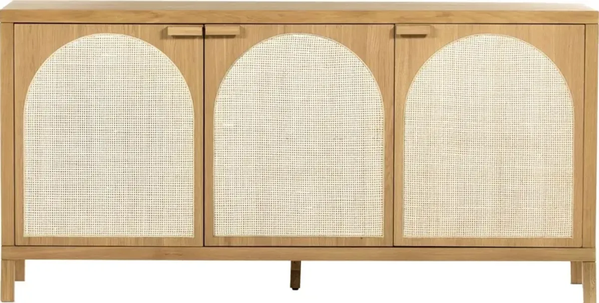 Willa Cane Sideboard, Honey Oak