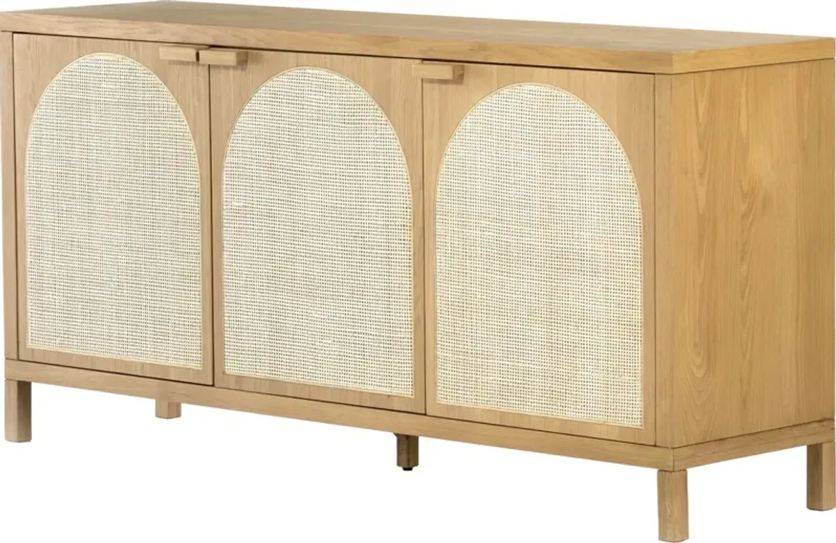 Willa Cane Sideboard, Honey Oak