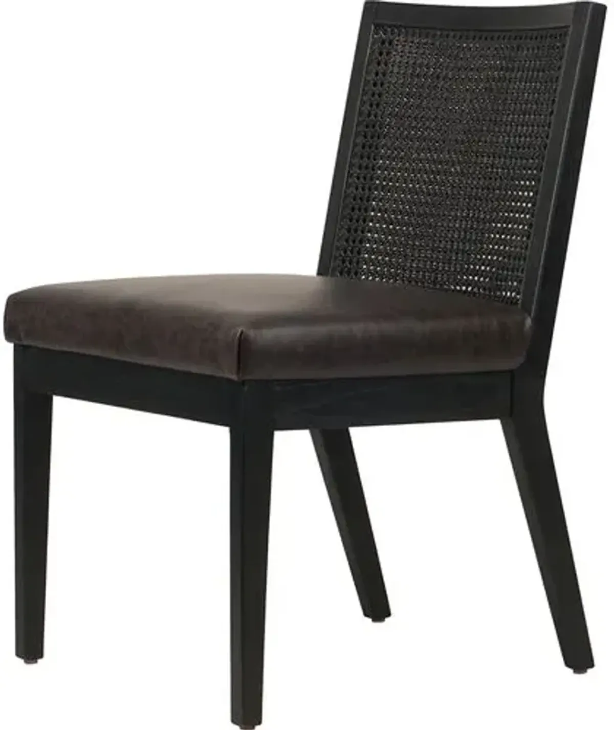 Aimee Cane Armless Dining Side Chair - Brushed Ebony - Black