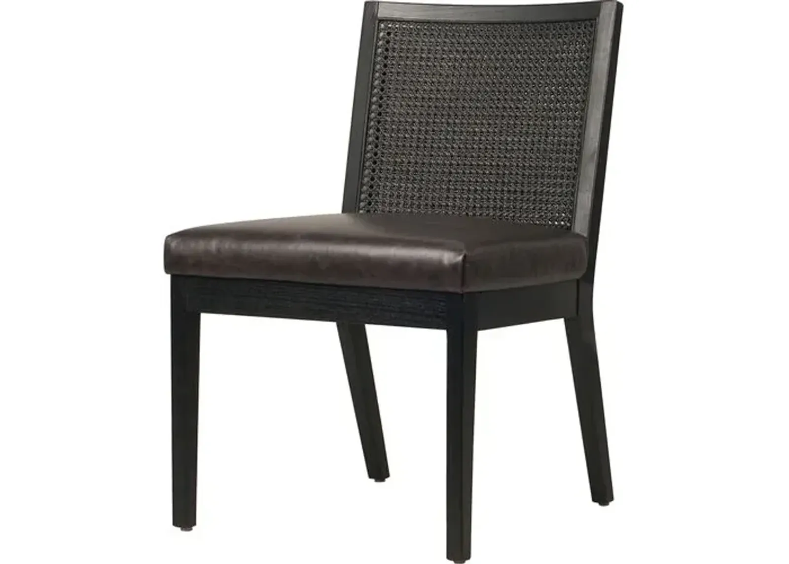 Aimee Cane Armless Dining Side Chair - Brushed Ebony - Black