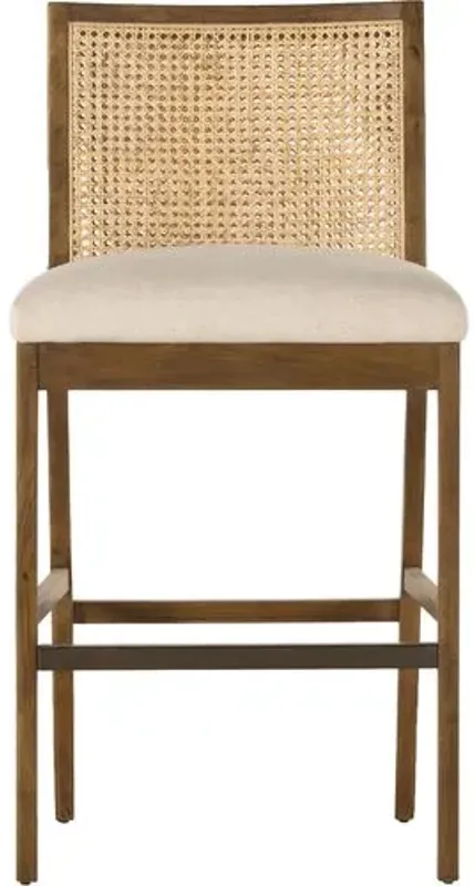 Aimee Cane Armless Barstool - Beige