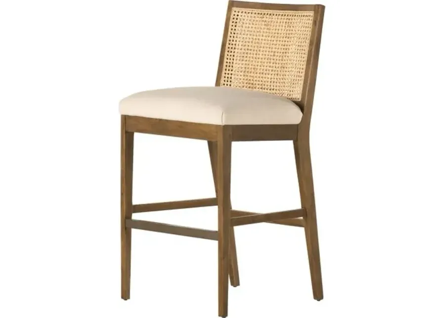 Aimee Cane Armless Barstool - Beige