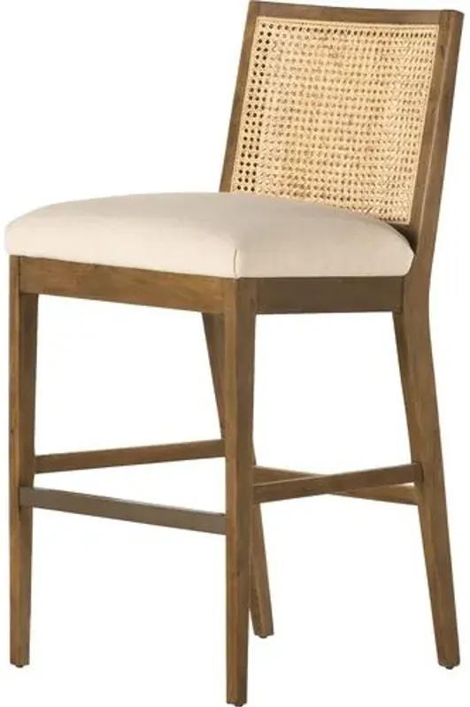 Aimee Cane Armless Barstool - Beige