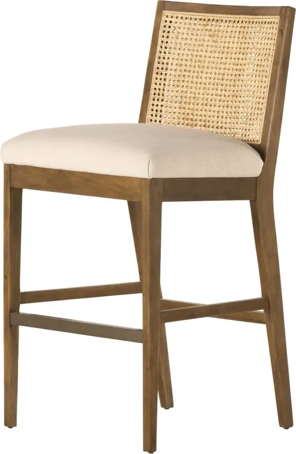 Aimee Cane Armless Barstool - Beige