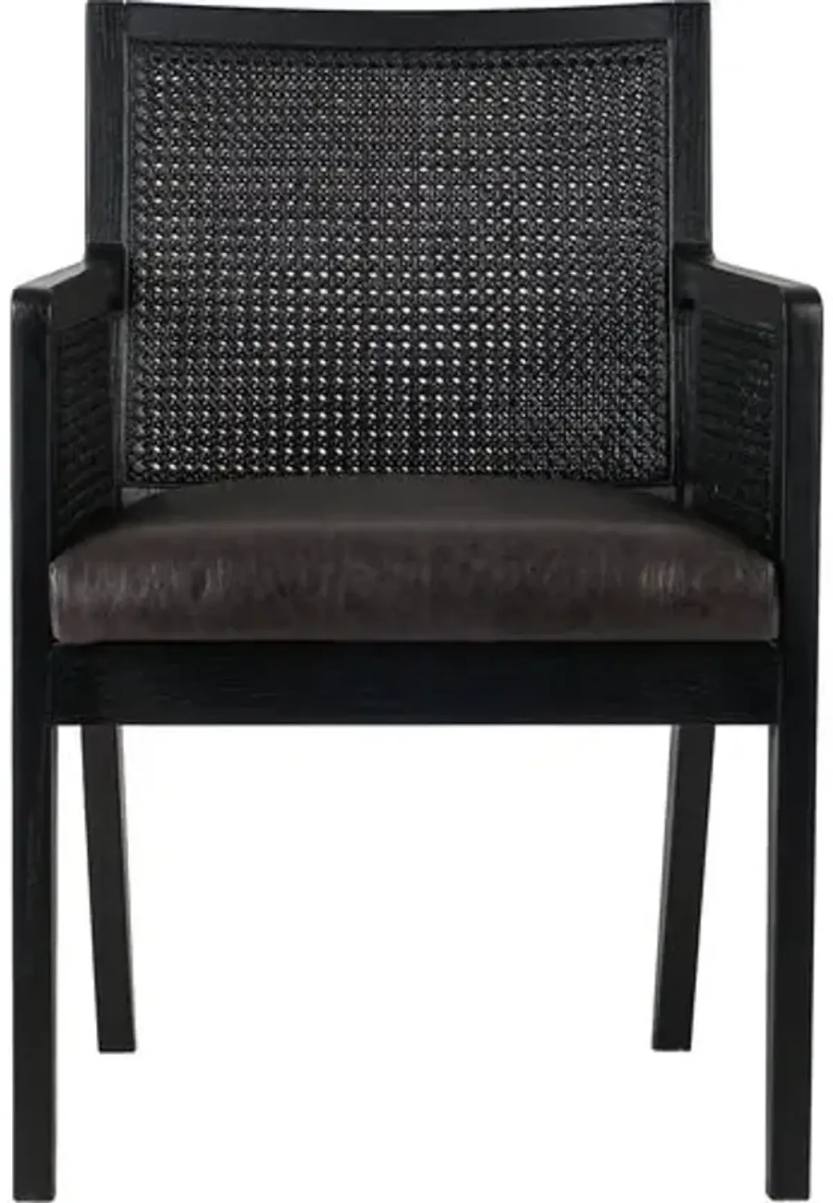 Aimee Cane Dining Armchair - Brushed Ebony - Black