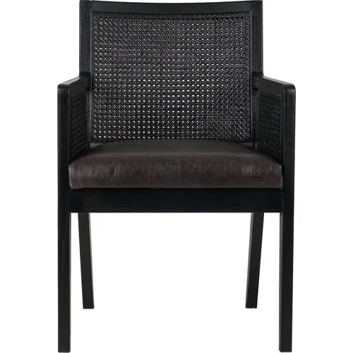 Aimee Cane Dining Armchair - Brushed Ebony - Black