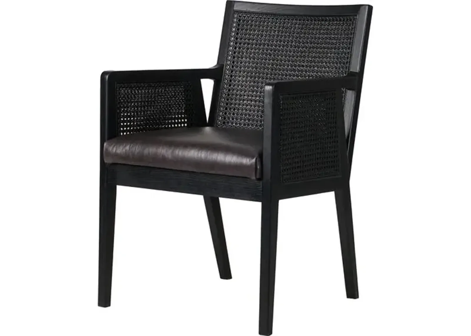 Aimee Cane Dining Armchair - Brushed Ebony - Black