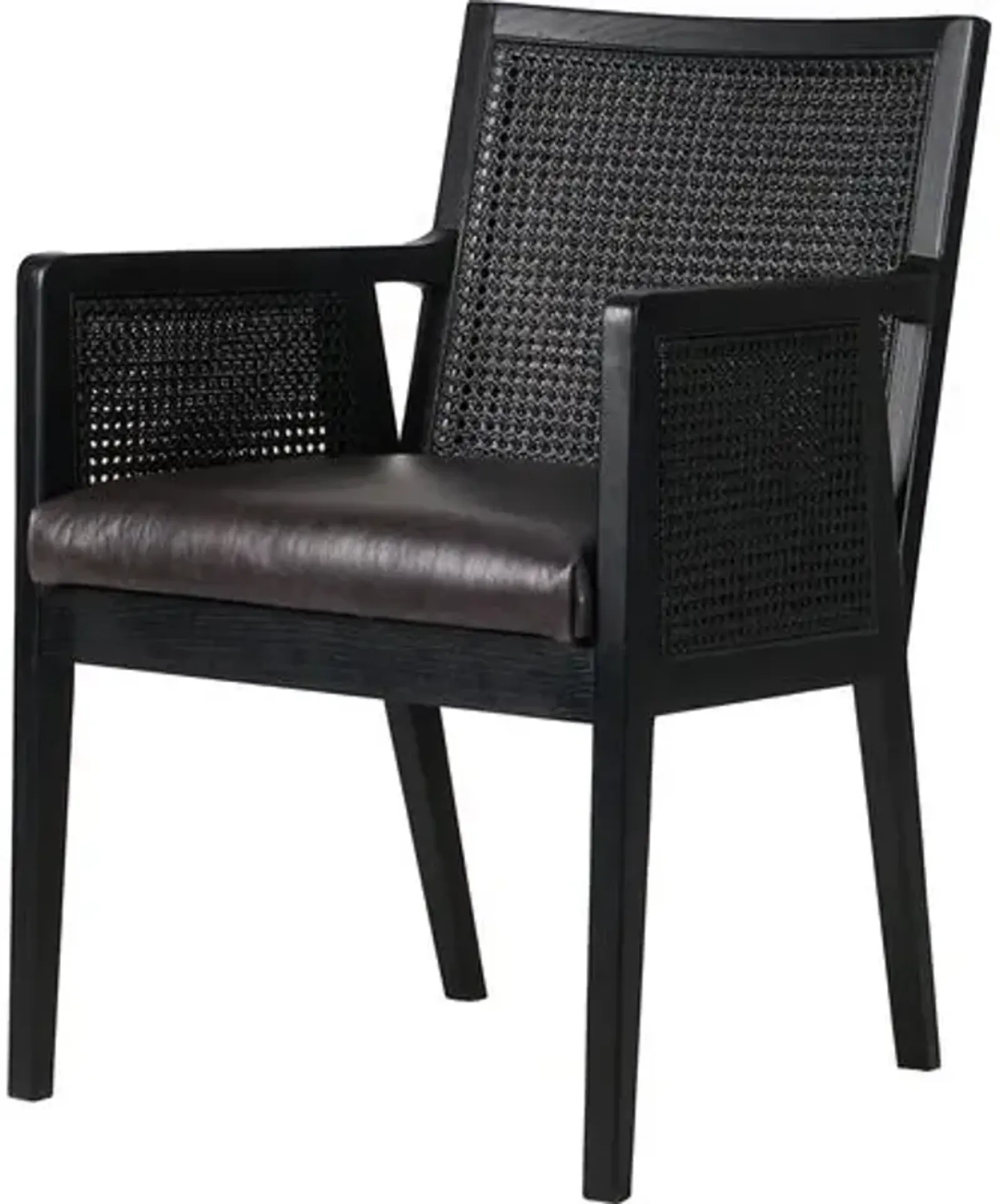 Aimee Cane Dining Armchair - Brushed Ebony - Black