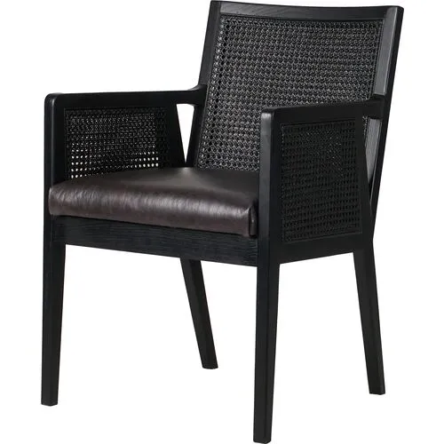 Aimee Cane Dining Armchair - Brushed Ebony - Black