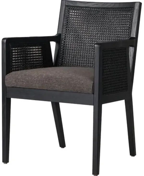 Aimee Cane Dining Armchair - Brushed Ebony - Black