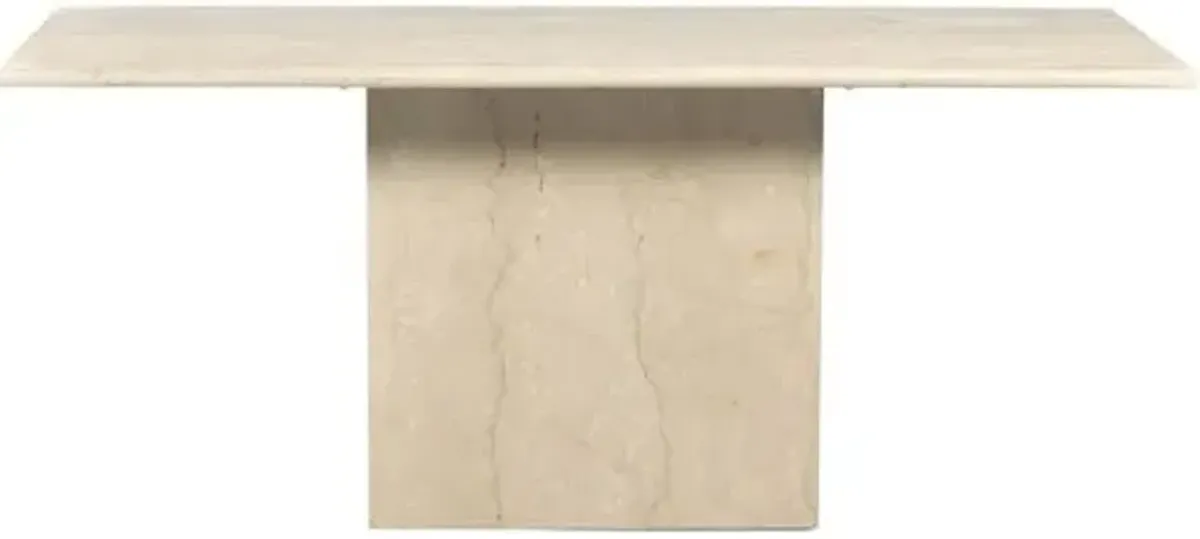 Bari Solid Marble 72" Dining Table - Soft Cream