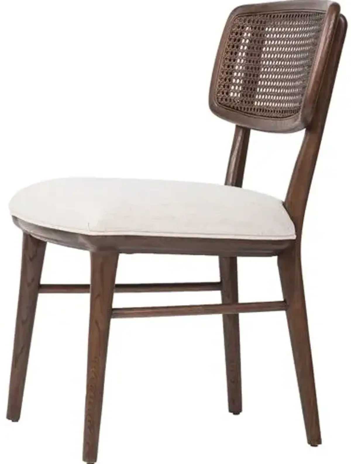 Mata Cane Dining Side Chair - Almond/Natural Linen - Beige