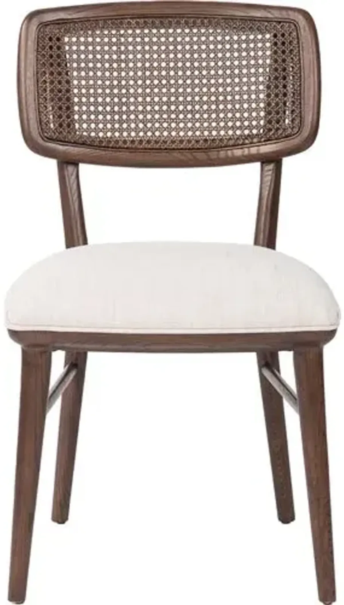 Mata Cane Dining Side Chair - Almond/Natural Linen - Beige