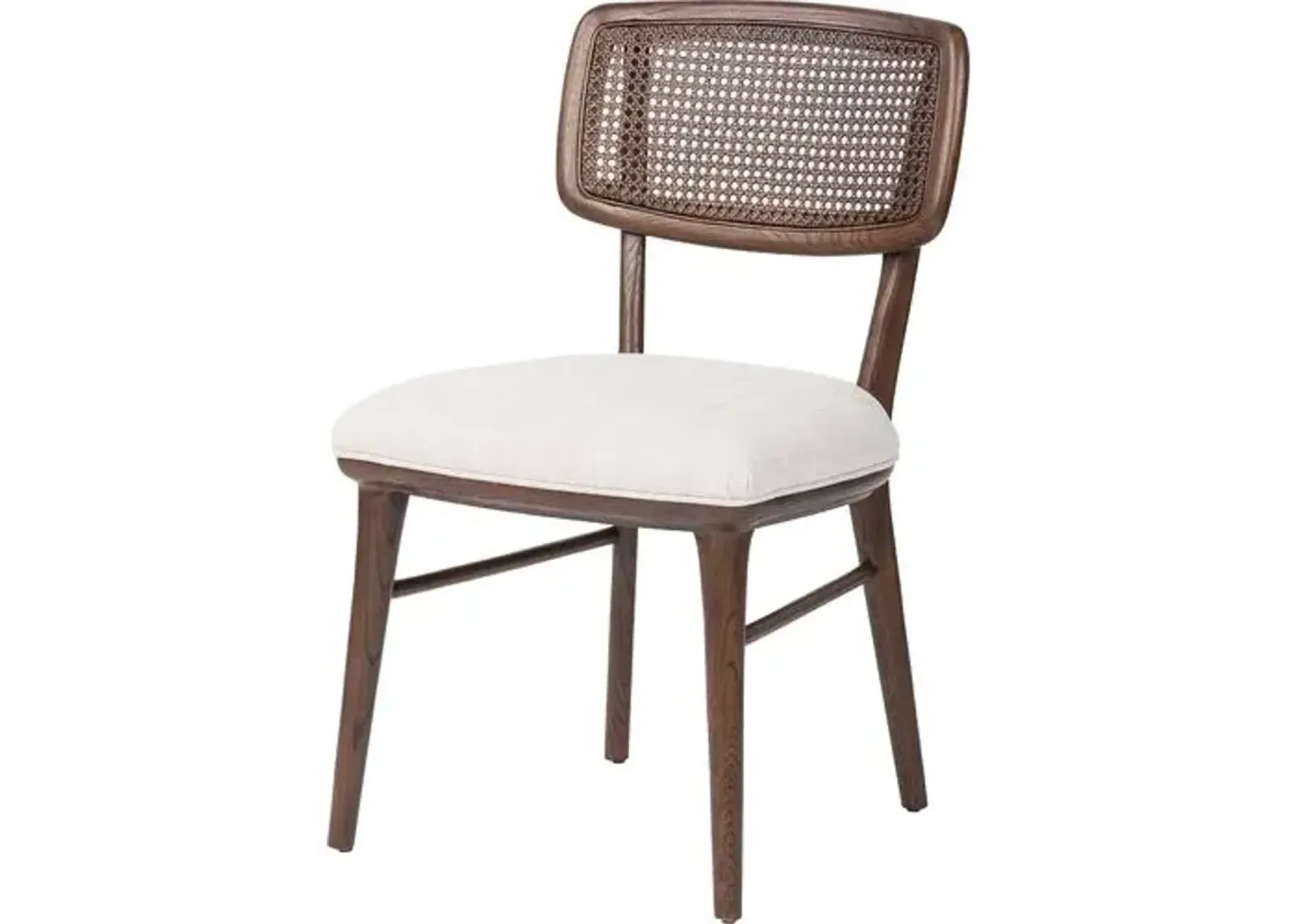 Mata Cane Dining Side Chair - Almond/Natural Linen - Beige