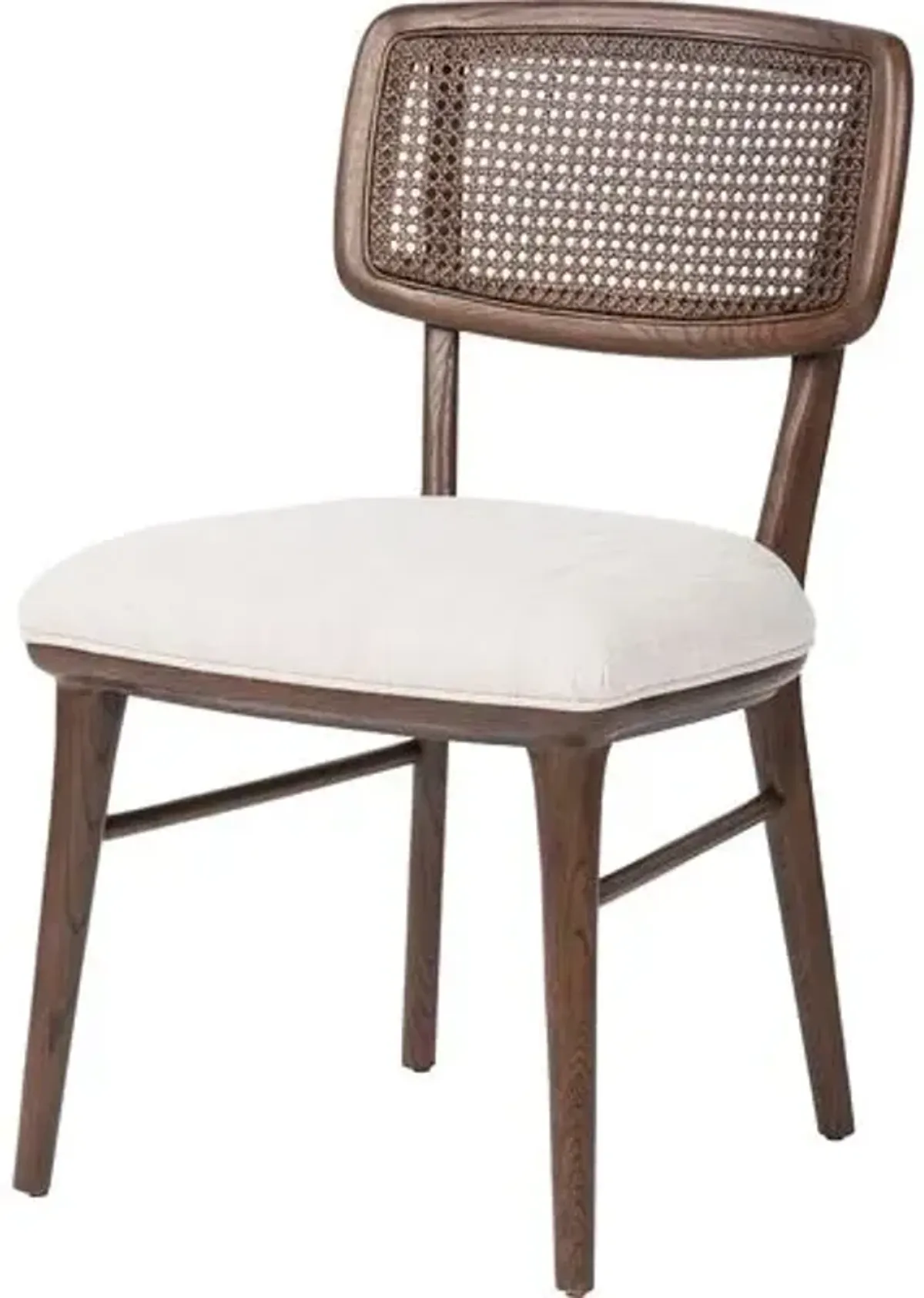 Mata Cane Dining Side Chair - Almond/Natural Linen - Beige