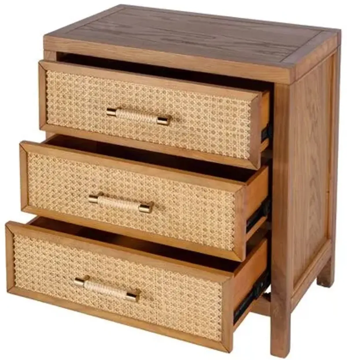 Rotan Cane 3-Drawer Nightstand - Natural