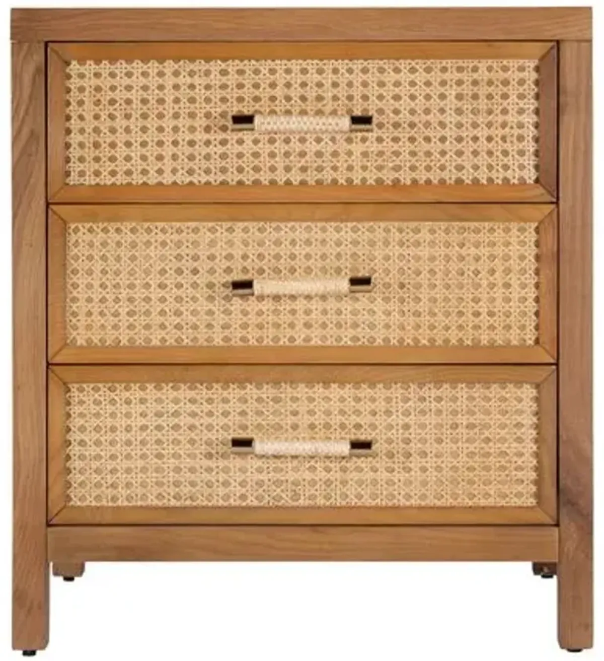 Rotan Cane 3-Drawer Nightstand - Natural