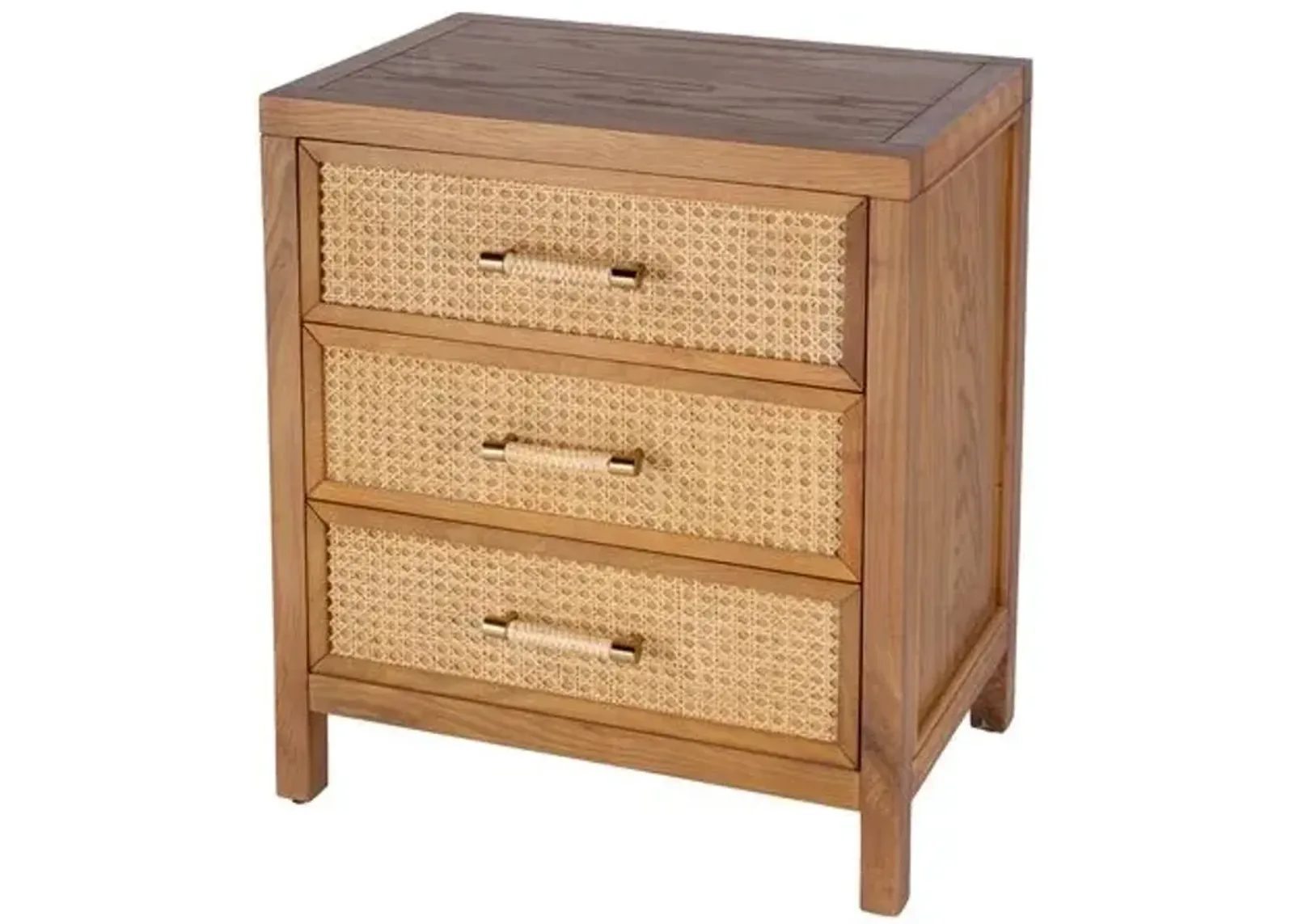 Rotan Cane 3-Drawer Nightstand - Natural