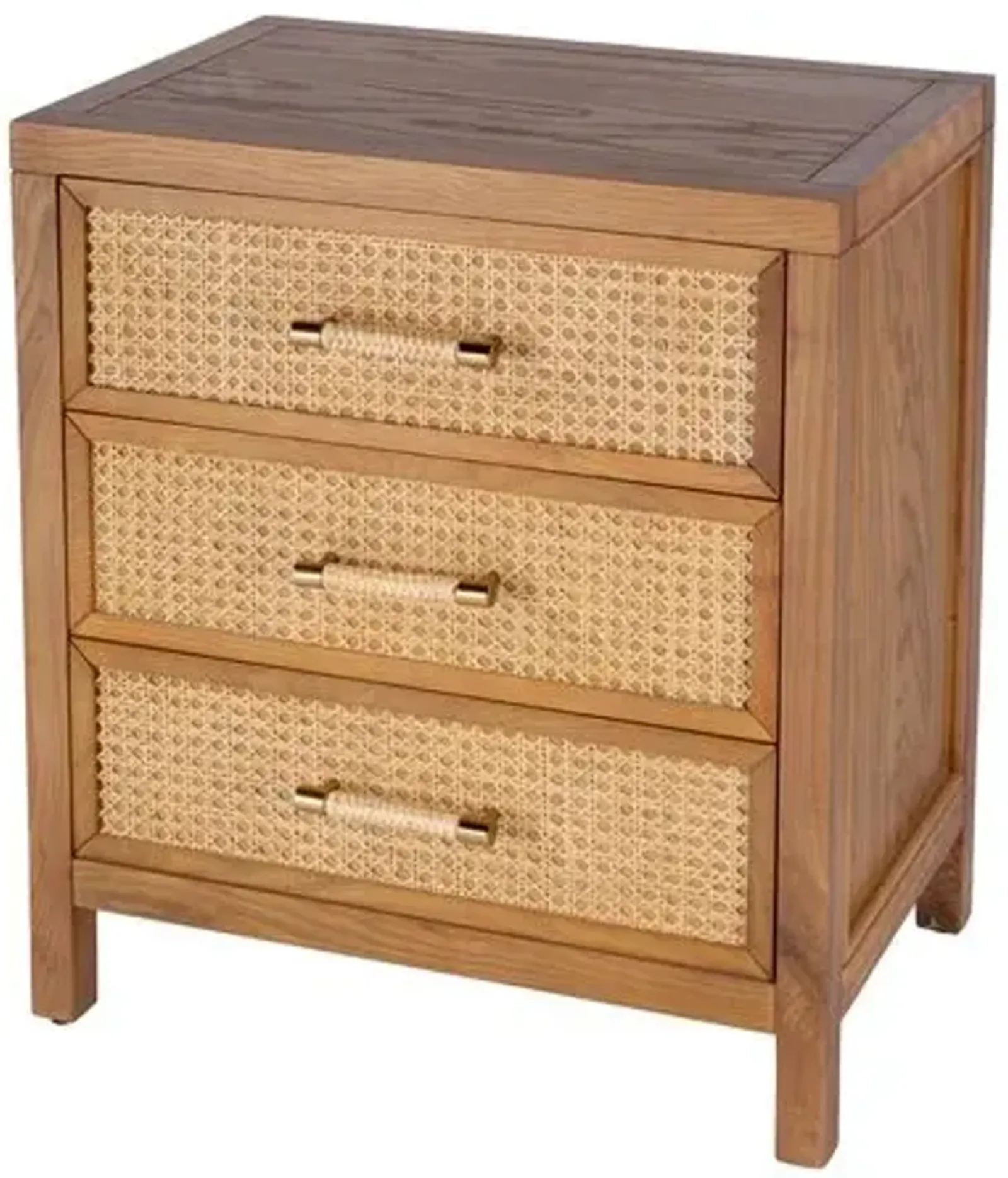 Rotan Cane 3-Drawer Nightstand - Natural