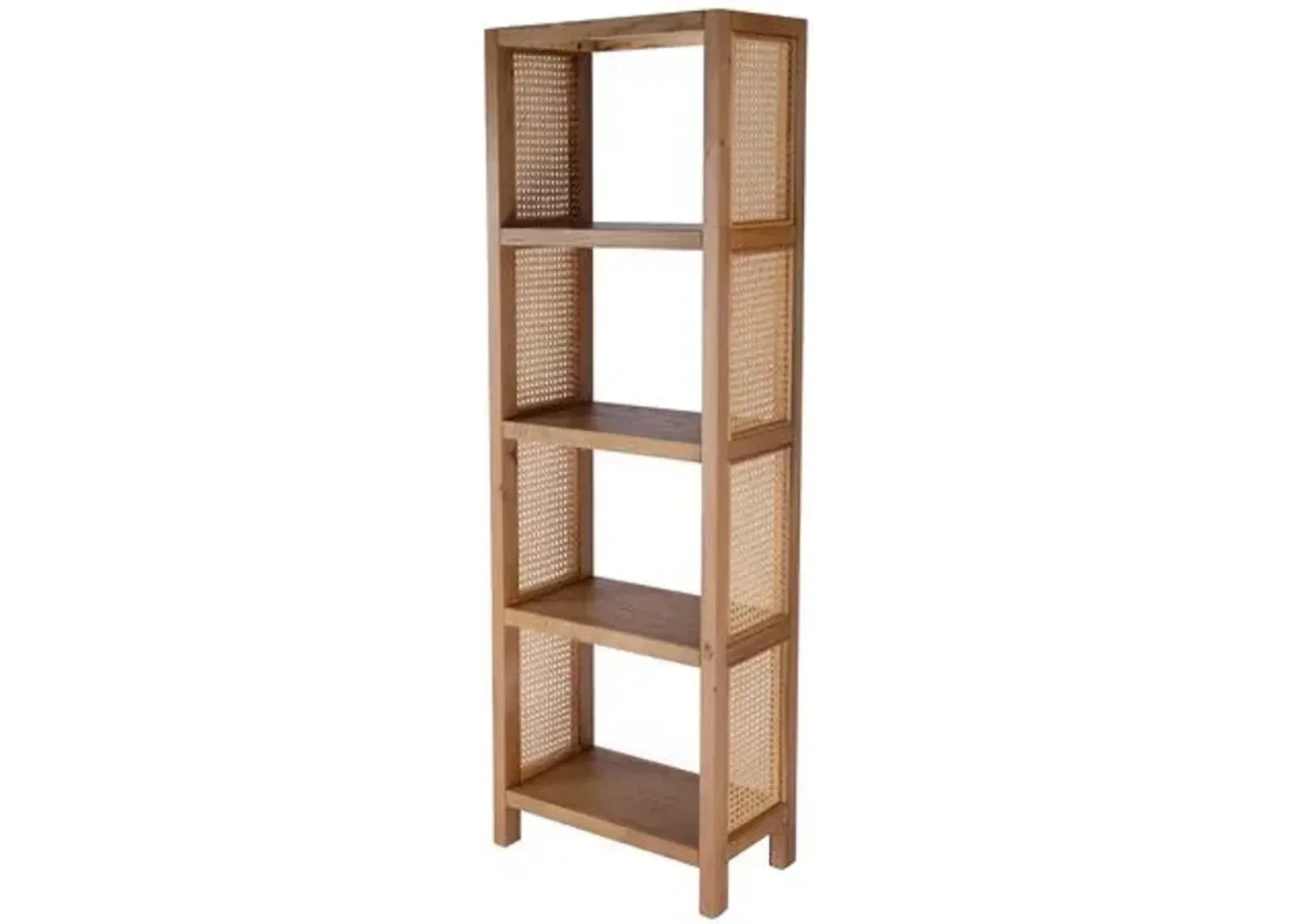 Rotan Cane 4-Tier Bookcase/Etagere - Natural - Brown