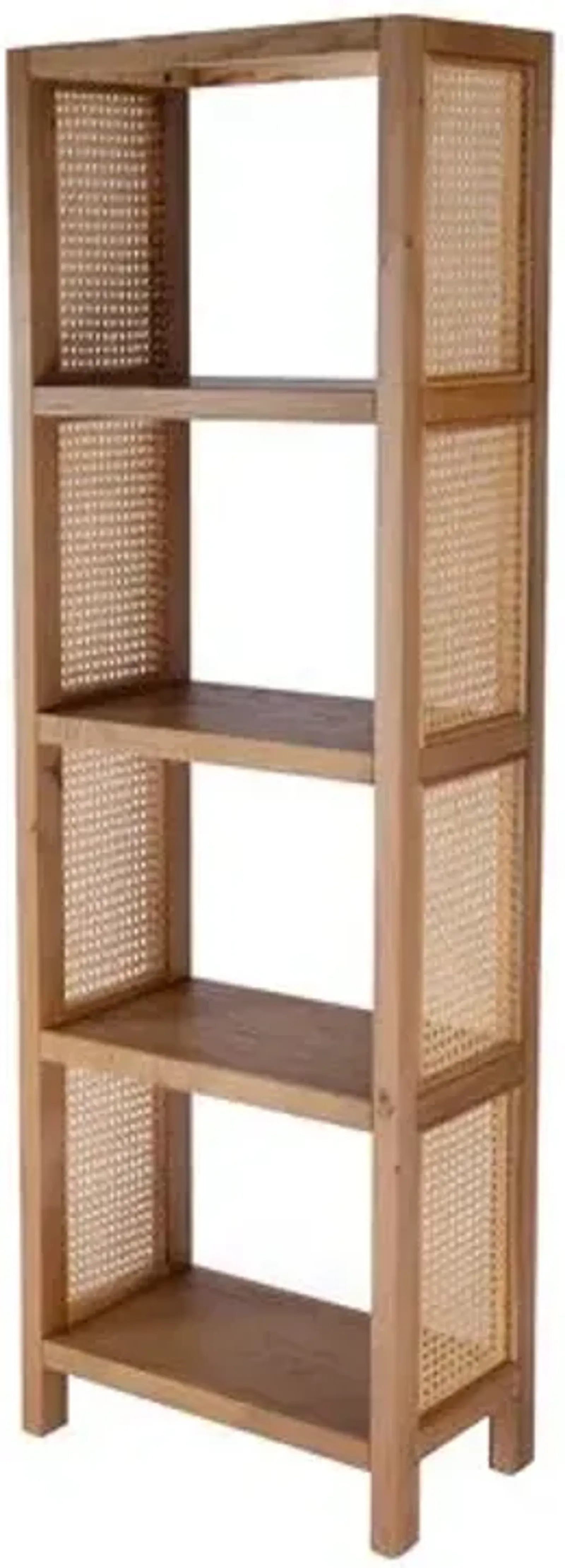 Rotan Cane 4-Tier Bookcase/Etagere - Natural - Brown