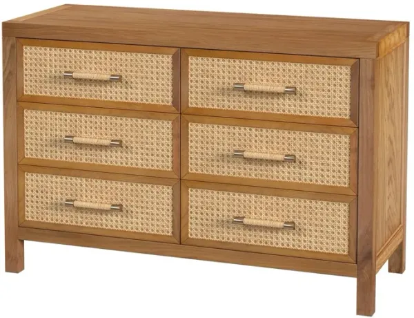 Rotan Cane 6-Drawer Dresser, Natural