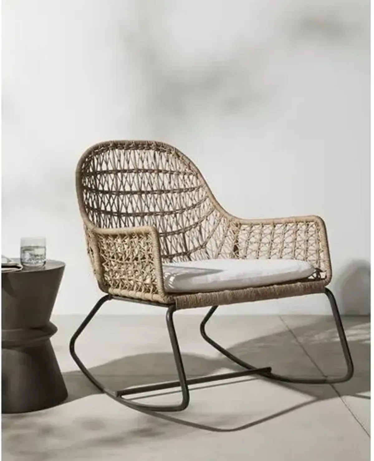 Jolie Outdoor Rocking Chair - Bronze/Vintage White - Beige