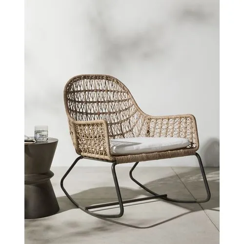 Jolie Outdoor Rocking Chair - Bronze/Vintage White - Beige