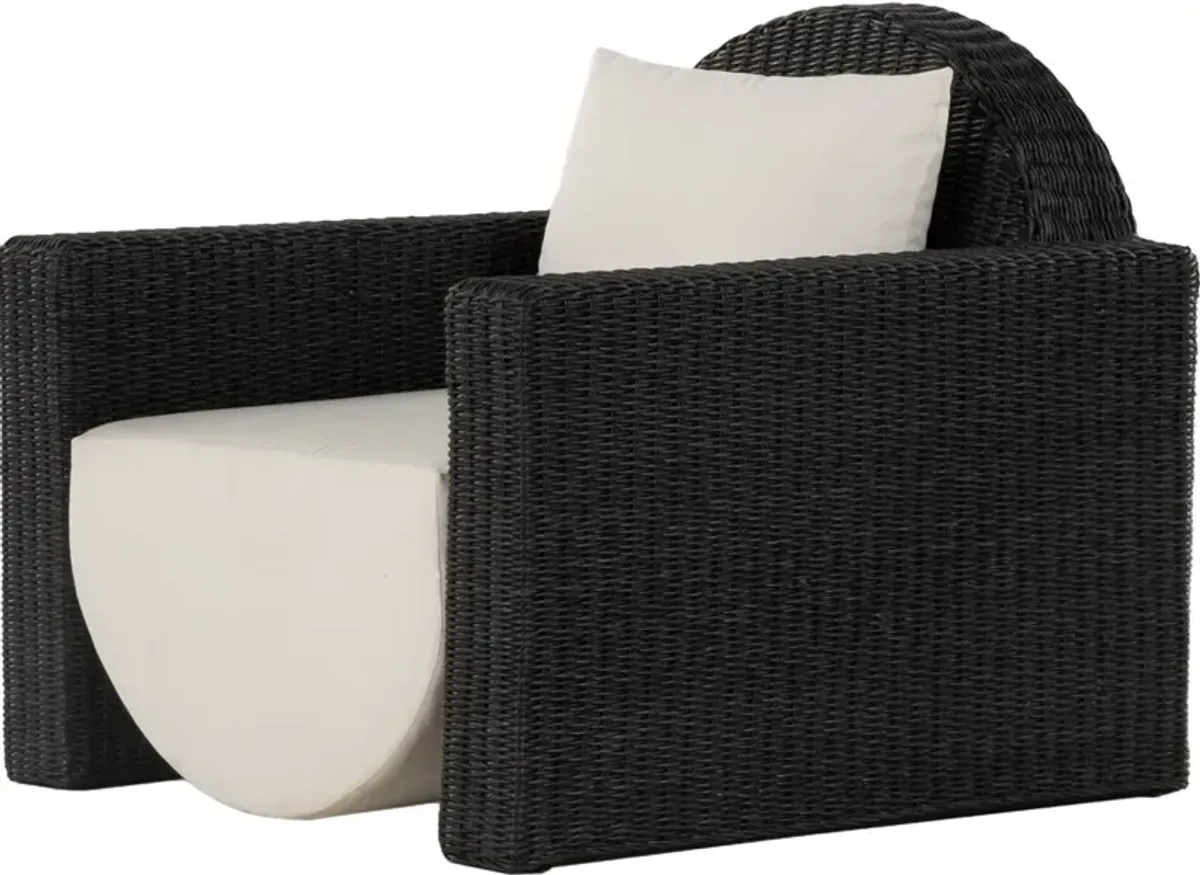 Lilah Outdoor Woven Lounge Chair, Vintage Coal/White