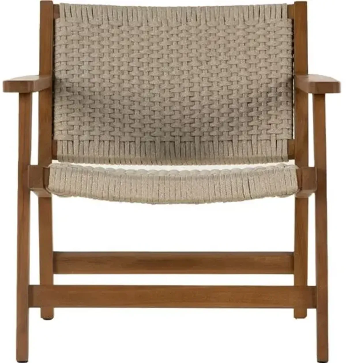 Wilder Rope Outdoor Accent Chair - Natural Teak - Beige, Comfortable, Durable