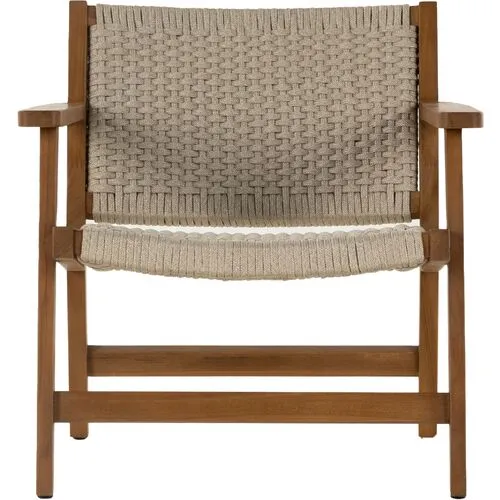 Wilder Rope Outdoor Accent Chair - Natural Teak - Beige, Comfortable, Durable