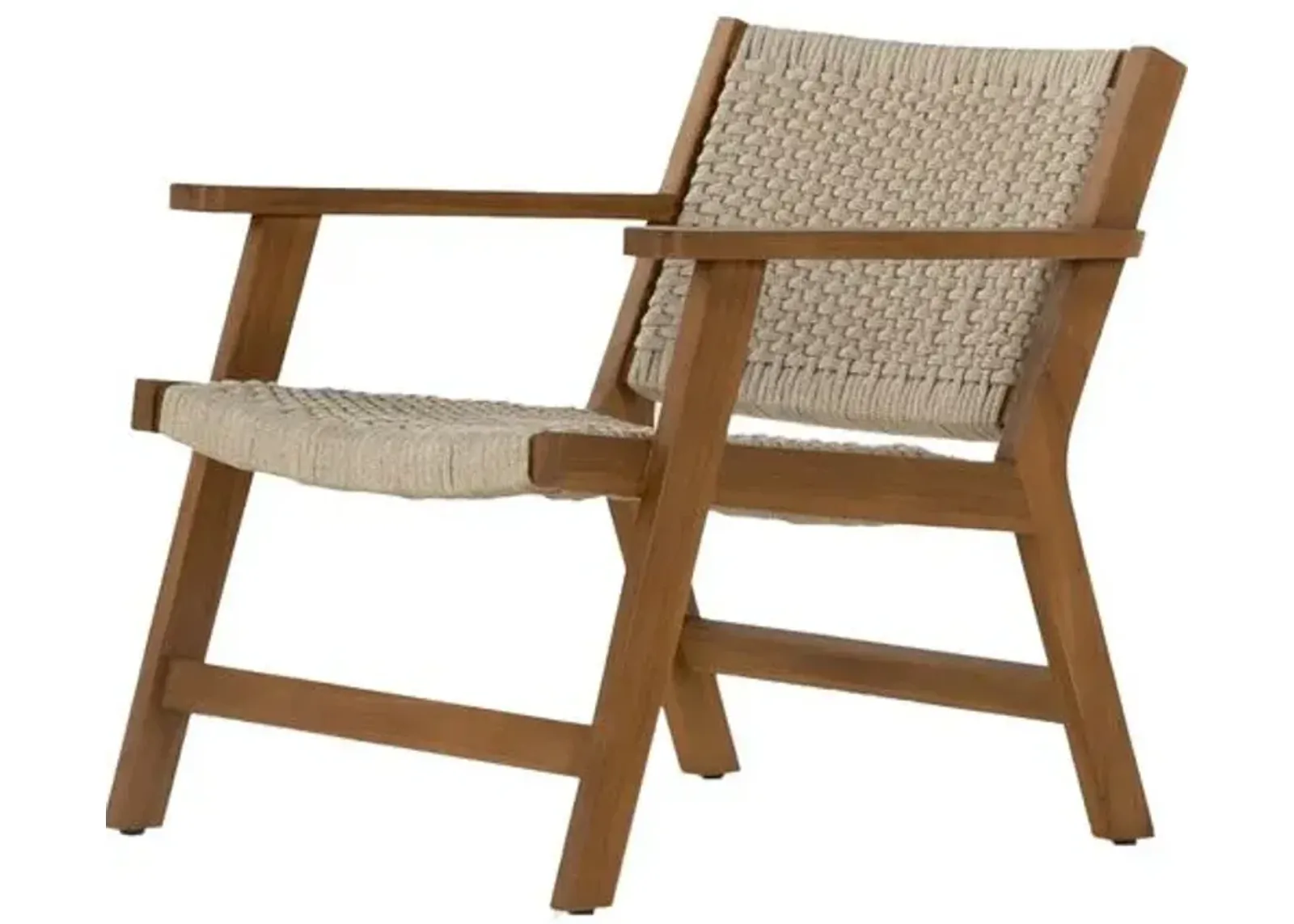 Wilder Rope Outdoor Accent Chair - Natural Teak - Beige, Comfortable, Durable