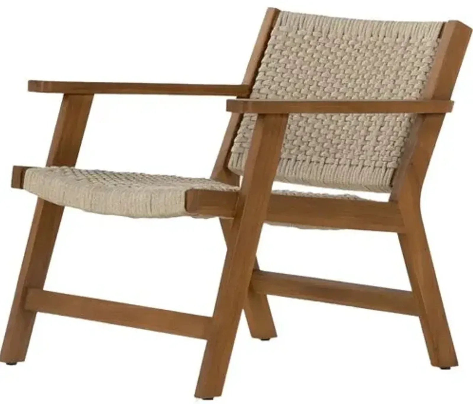 Wilder Rope Outdoor Accent Chair - Natural Teak - Beige, Comfortable, Durable