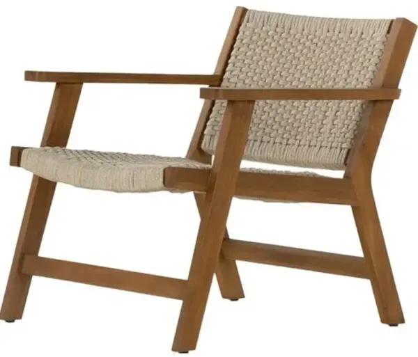 Asher Rope Outdoor Accent Chair - Natural Teak - Beige, Comfortable, Durable