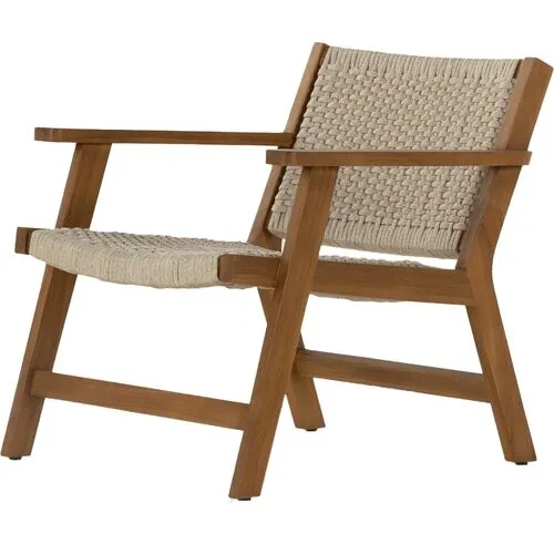 Wilder Rope Outdoor Accent Chair - Natural Teak - Beige, Comfortable, Durable