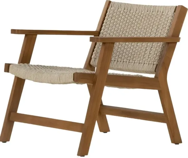 Asher Rope Outdoor Accent Chair, Natural Teak