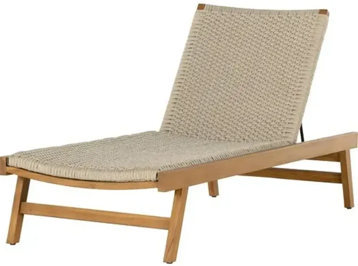 Wilder Rope Outdoor Chaise - Natural Teak - Beige - Comfortable, Sturdy, Stylish