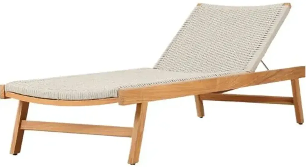 Wilder Rope Outdoor Chaise - Natural Teak - Beige - Comfortable, Sturdy, Stylish