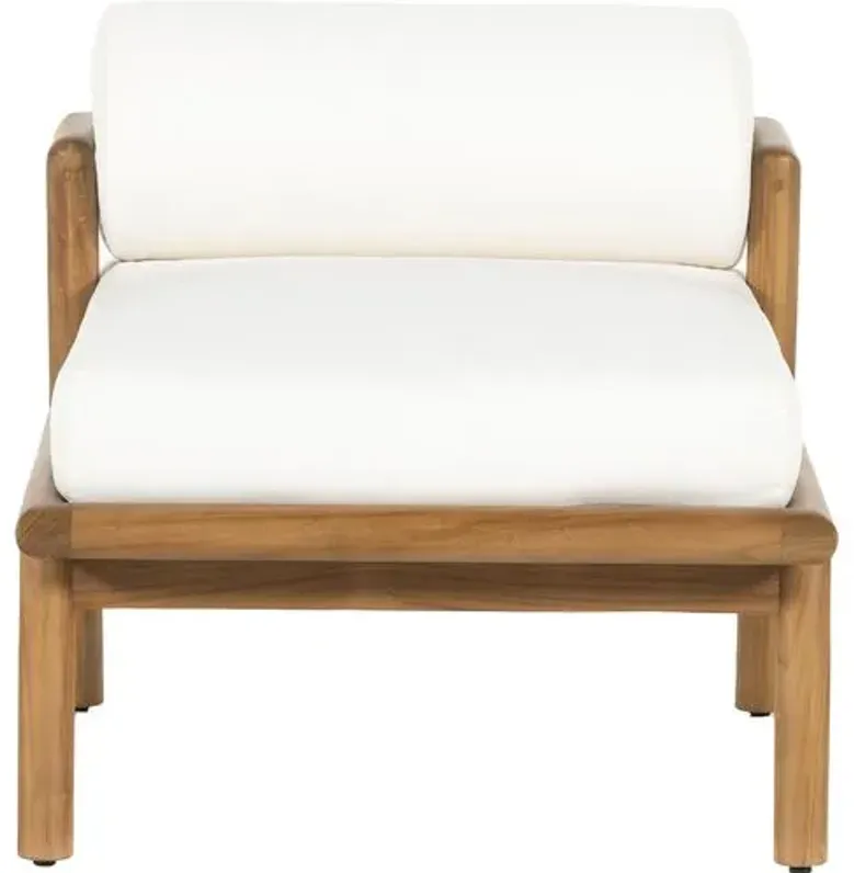 Piper Outdoor Accent Chair - Natural Teak/White, Comfortable, Durable, Cushioned