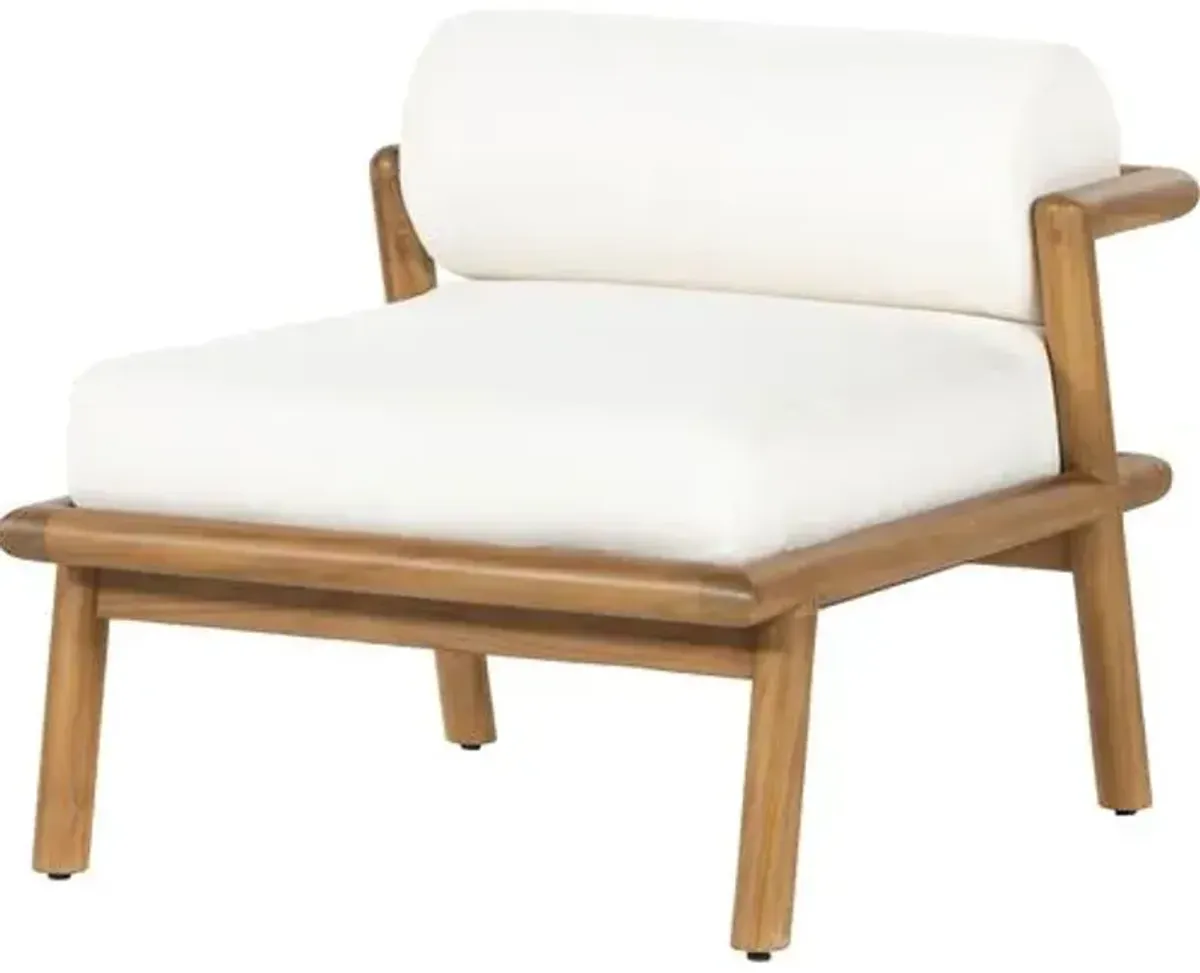 Piper Outdoor Accent Chair - Natural Teak/White, Comfortable, Durable, Cushioned