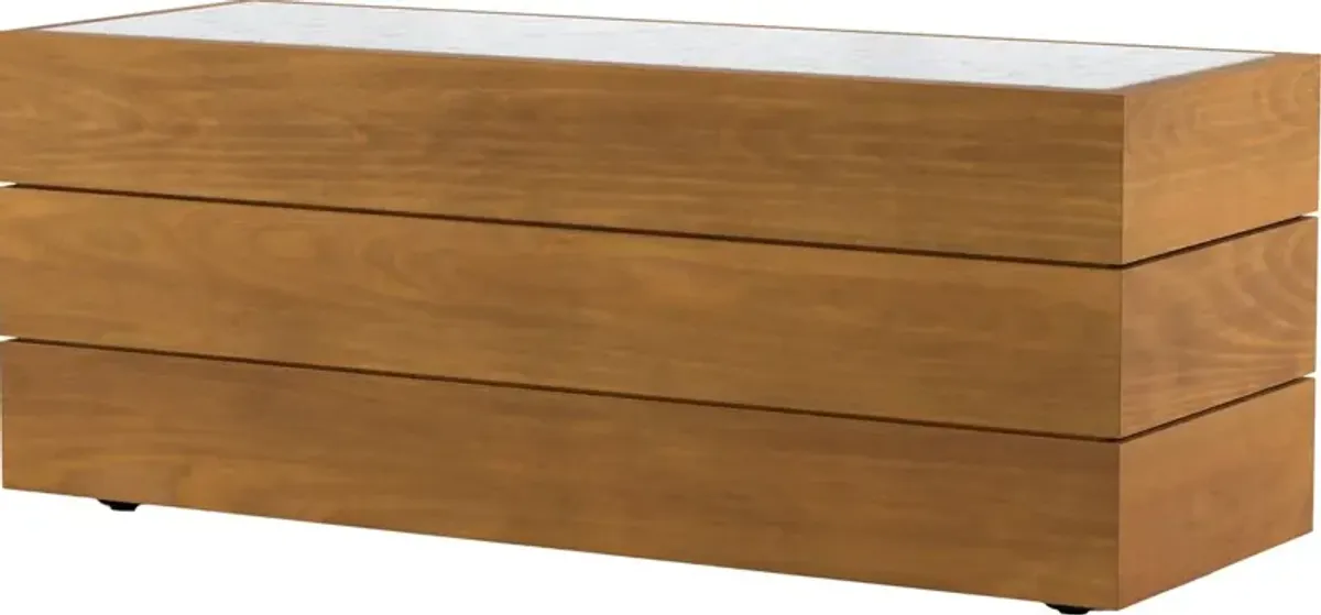 Romeo Outdoor End Table, Natural Teak