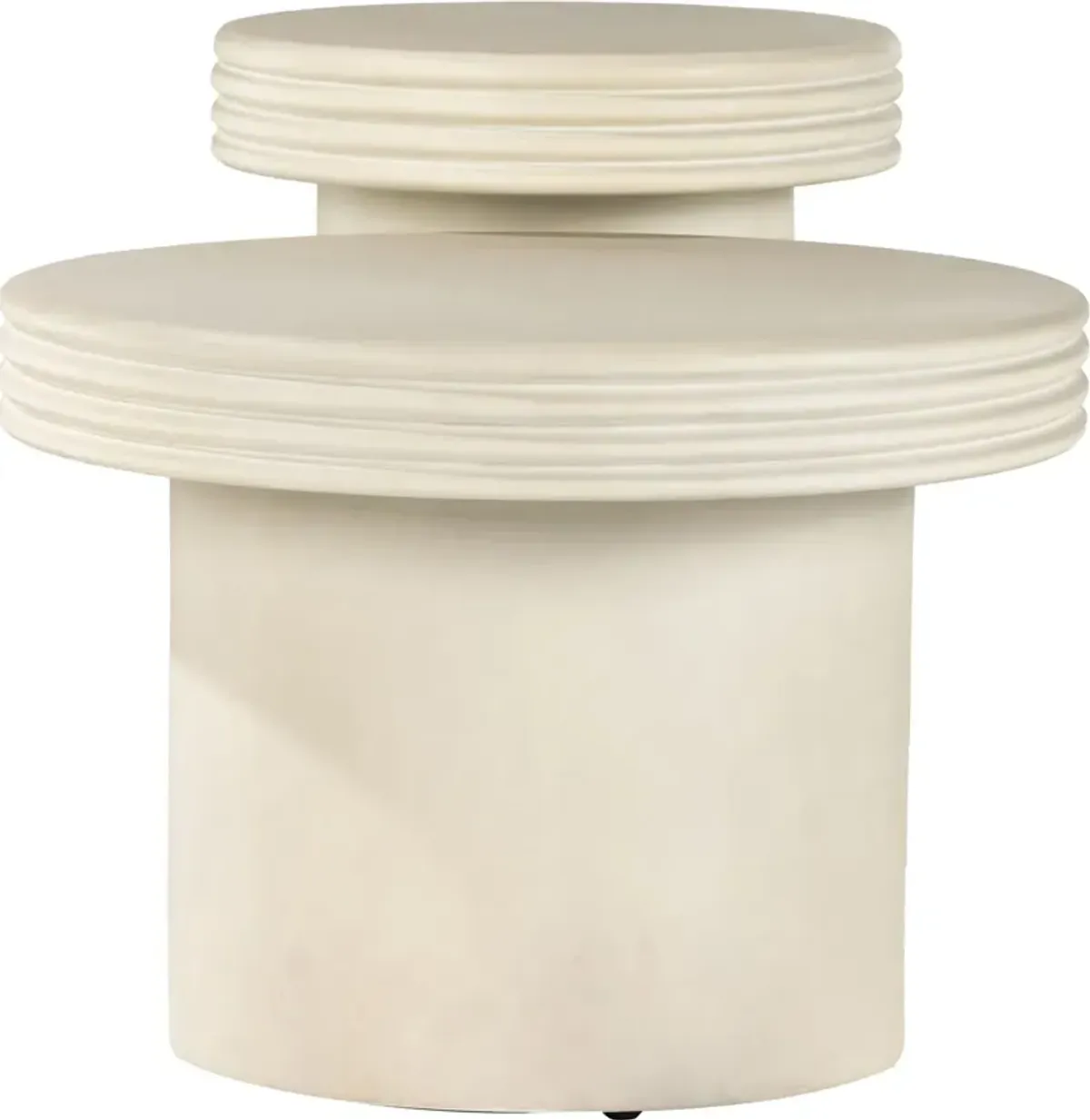 Emre Outdoor End Table Set, White Concrete