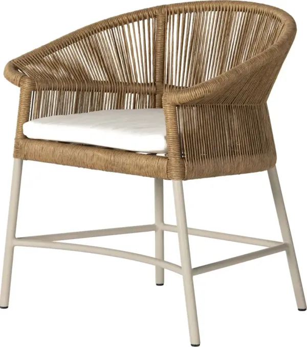 Alba Outdoor Dining Armchair, Sand Rope/White